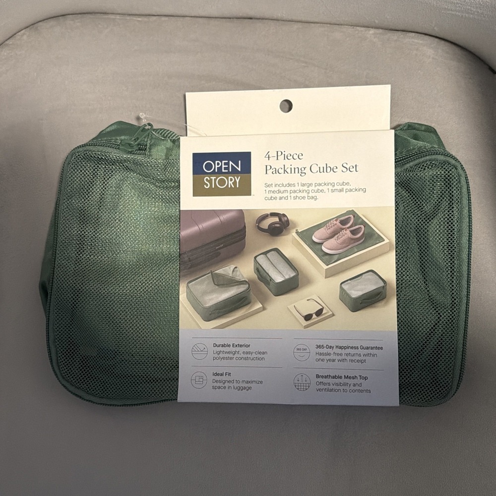 OPEN STORY 7-PIECE PACKING CUBE SET 100% RECYCLED POLYESTER CUBE - Green